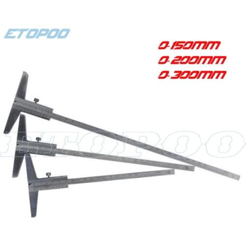 0-150mm 0-200mm 0-300mm steel Depth Vernier Caliper Gauge Depth Caliper Gauge micrometer Depth Measuring Tool