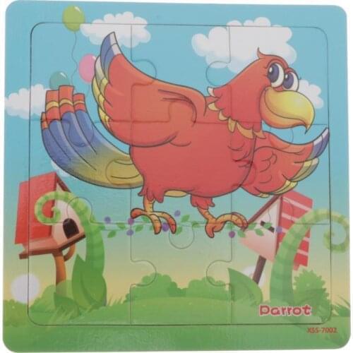 1 Set Jigsaw Puzzle Childrens 9 Pieces Of Wooden Bird Puzzle
