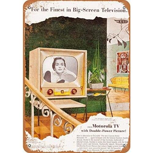 1954 Motorola Big Screen Televisions Wall Plaque Sign 8X12 Inch