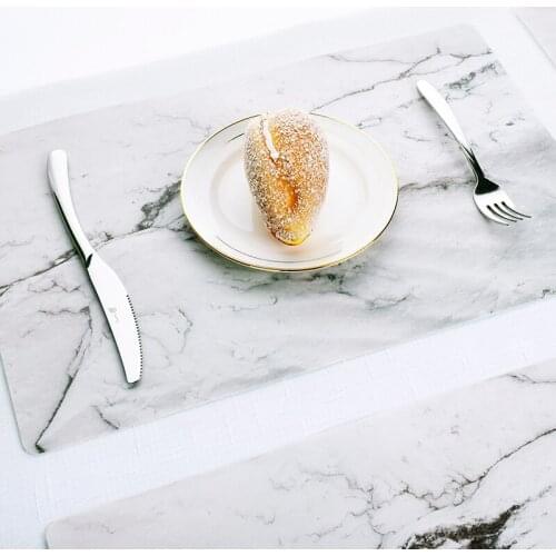 2pcs Placemat Marble Pattern Stripe PVC Place Mat Table Mat Dishware Coasters Dining Table Decoration Home Kitchen Decor