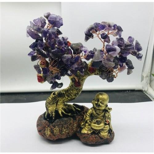 NATURAL Purple crystal quartz gemstone TREE REIKI Healing