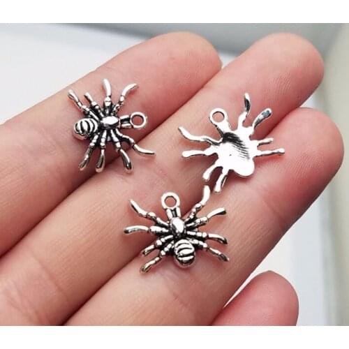 50pcs/lot--15x17mm, Antique silver plated spider charms,DIY supplies, Jewelry accessories