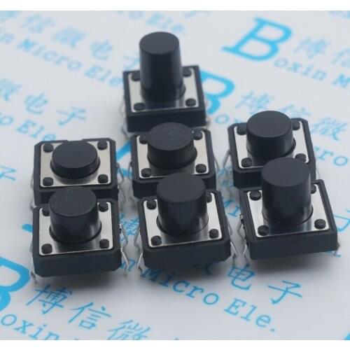 50pcs/Tact Switch 12X12 DIP 4 Pin Key switch Micro switch 4P 12*12*5MM/6MM/7MM/8MM/9MM/10MM/12MM