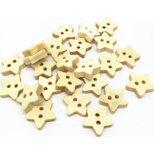 500pcs 13mm Wooden Star Buttons Natural 2 Holes Sewing Button Embellishments DIY Crafts For Scrapbooking
