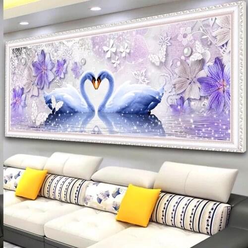 5d Diamond Painting Animal Full Round Purple Swan Diy Diamond Embroidery Love Rhinestone Cross Stitch Mosaic Gift Home Decor