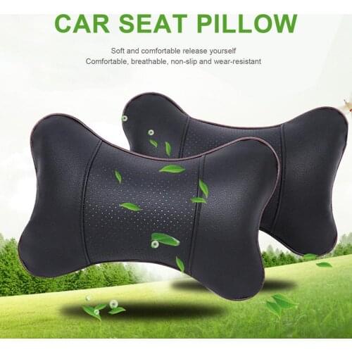 2021 New Mini All PU leather car neck pillows comfortable universal Auto Seat Head Neck Rest Cushion Headrest Pillow Pads