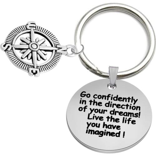 Go confidently in the direction of your dreams unisex inspired key rings stainless steel gift charm key chains