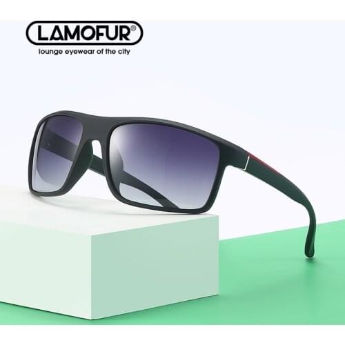 LAMOFUR Brand Design Rectangular PC Frame Polarized Sunglasses for Women Outdoor Driving Fishing Sunglasses for Men 2917