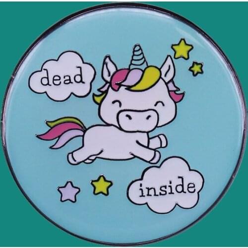 Dead Inside Unicorn Enamel Pins Brooch Collecting Rainbow Lapel Badges Men Women Fashion Jewelry Gifts Adorn Backpack Collar Hat