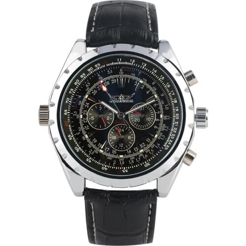Mens Mechanical Watch Automatic-self-winding Genuine Leather Strap Wristwatch Luminous Function