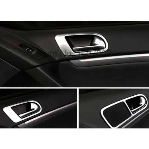 For Volkswagen VW Tiguan 2012 2013 2014 2015 Matte Chrome Interior Door Handle Bowl Cup Ring Cover Trim Bezel Car Accessories