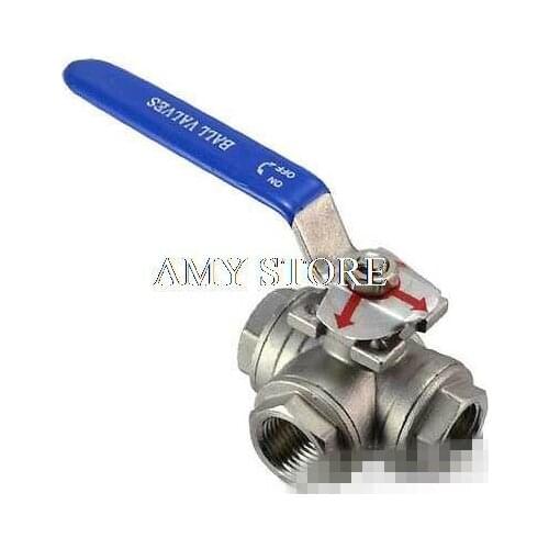 DN40 1-1/2" 3 Way Female BSPP SS304 Stainless Steel Type T or L Port Mountin Pad Ball Valve Vinyl Handle WOG1000