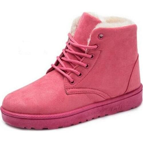 Dropshipping Women Boots Winter Warm Snow Boots Women Botas Lace Up Fur Ankle Boots Ladies Winter Women Shoes Black Footwear