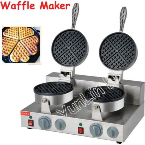 Electric Double Head Waffle Oven 185mm Plate Cake Heating Machine Round Waffle Maker Hot Sale Furnace FY-2