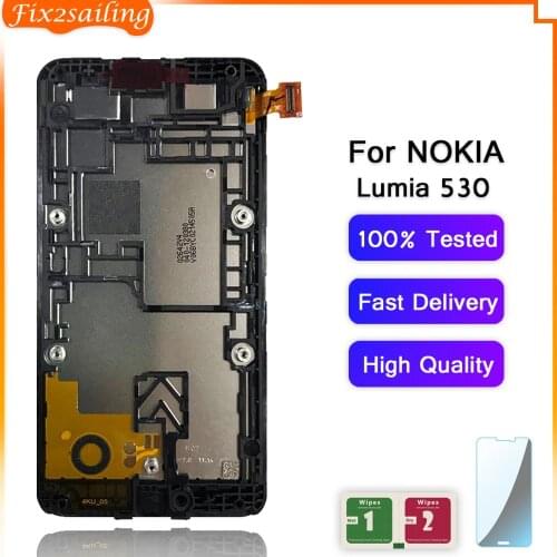 Fix2sailing LCD Screen For Nokia Lumia 530 LCD Display Touch Screen Digitizer Assembly with Frame For Nokia Lumia 530 N530