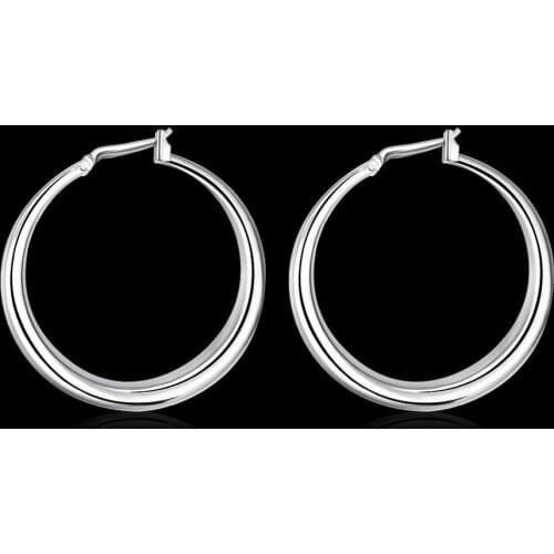 Hot new high quality Jewelry 925 Sterling Silver 3.4cm Round Earrings Fashion Woman hoop earrings party wedding Christmas gifts