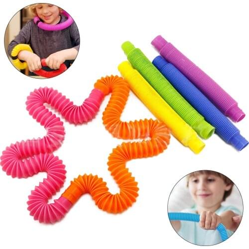 1pc Fidget Toys Creative Magical Toy Colorful Circle Funny Toys Folding Plastic Pop Tube Coil ChildrenS Development Educational