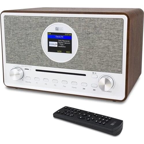 Internet Radio Dimmable Wi-Fi & Bluetooth CD SD/TF Card Upnp DLNA Player Programmable Sleep Timer & Alarm Clock US Plug