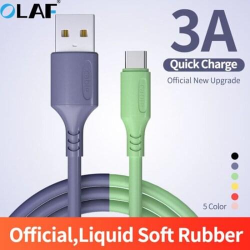 Olaf USB Type C Cable for Samsung S10 S9 Liquid Silicone Cable USB C 3A Fast Charging for Huawei Xiaomi mi 9 USB-C Charger Wire