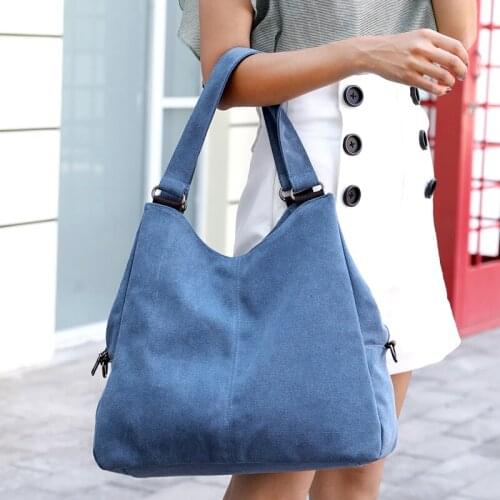 Classic simple design all match canvas women handbag fashion girls portable shoulder bag 891