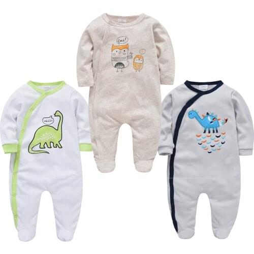 Kavkas Baby Boy Clothes Spring And Autumn Cartoon Printing Long Sleeve 3-Piece Set Rompers Playsuits roupa infantil pra menino