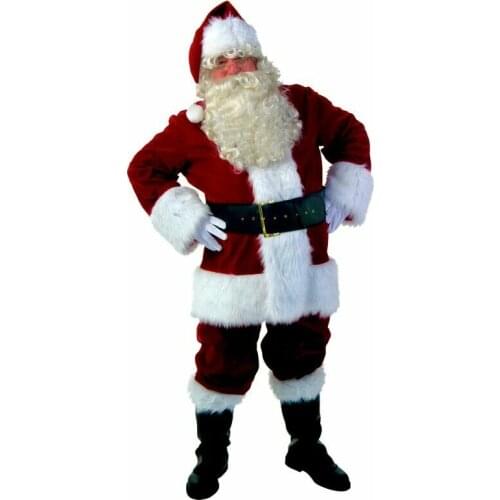 Adult Red Santa Claus Costume High Quality Velvet Men Christmas Cosplay Clothing Santa Dress Mascot Costume