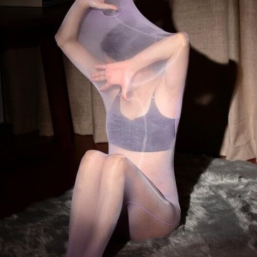 Unisex Oil Gloosy Shiny Bodystocking Sexy Hot Erotic One Piece Tight Zentai Bodysuit Nylons Full Coat Body Stocking Sleeping Bag