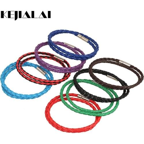 Men Bracelet Leather Braided Chain Multilayer Bracelets New Fashion Punk Bangle Jewelry For Women Magnetic Buckle Low Price Band