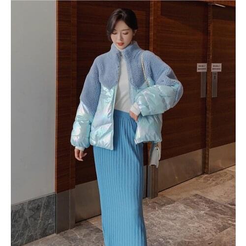 Fashion Winter lambswool Patchwork jacket women 2019 Fur splice Cotton padded coat Thcik Warm short cotton coats female Overcoat