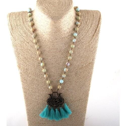 New Styles MOODPC Fashion Jewelry Natural Stone Rosary Chain Dragon Pendant Necklaces For Women Ethnic Necklace