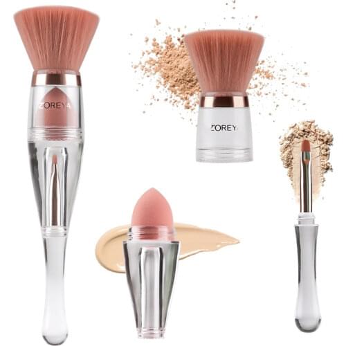 Travel 3in1 Make Up Soft Multipurpose Portable Makeup Brush Angled Sponge Brow Eye Shadow Powder Paint Brushes Cosmetic