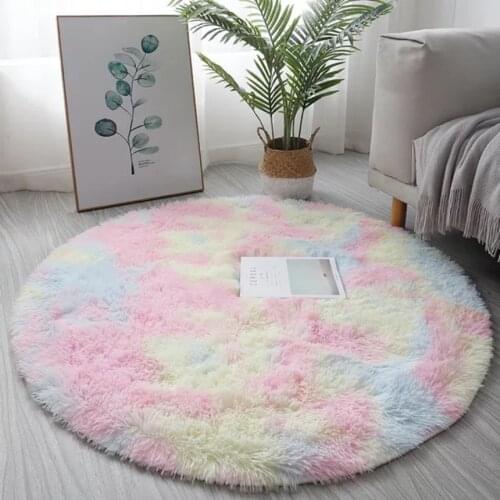 Tie-dye Floor Mat Round Carpet Thick Carpet Floor Living Room Large Rugs Soft Fluffy Carpet Hairy Area Rug for Bedroom