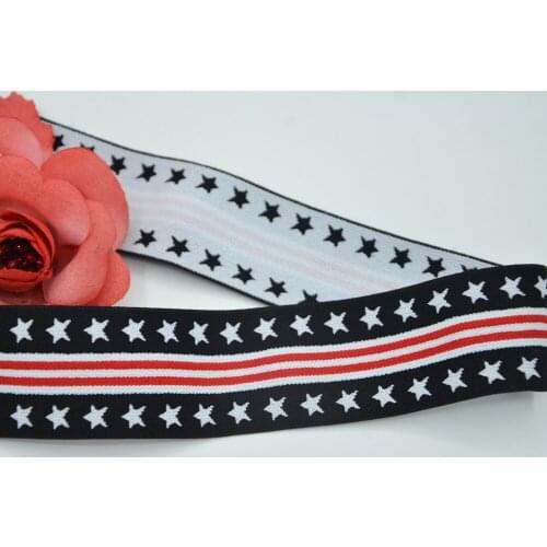 New Arrival Delicate Fashion 4cm Dark Blue/Black Color Star Stripe Elastic Webbing Rubber Band Sewing Accessory DIY 10yards