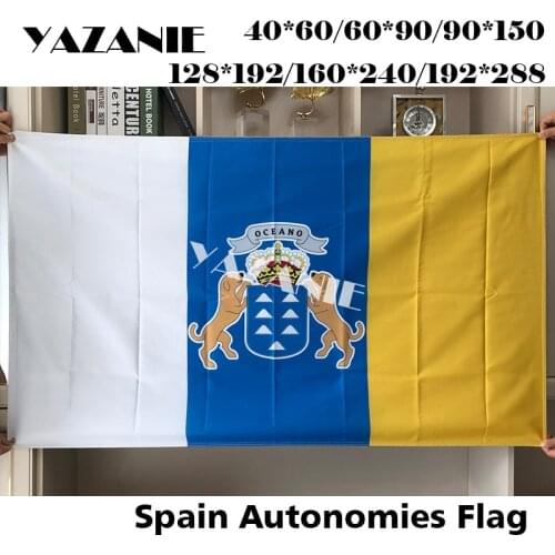 YAZANIE Single or Double Sided Spain Flag of the Canary Islands Indoor Outdoor Spanish National Flags and Banners