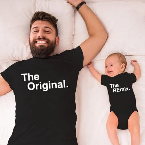 The Original Remix Print Family Matching Clothes Daddy and Baby Funny Matching Family Look Outfits Dad Mom Son Daughter T shirt