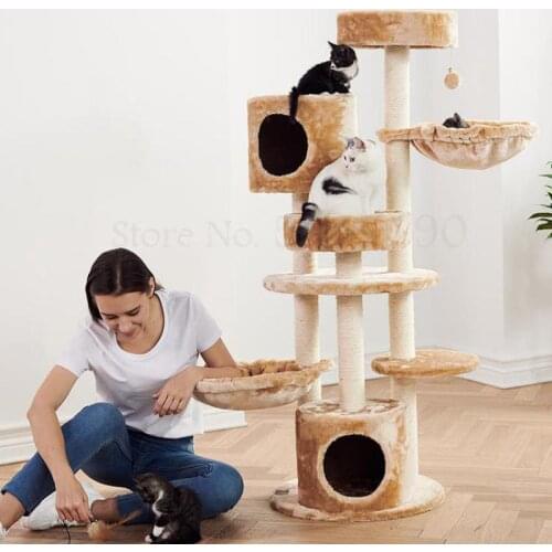 Cat climbing frame cat nest cat tree integrated large luxury solid wood cat villa cat frame cat scratch post pet toy