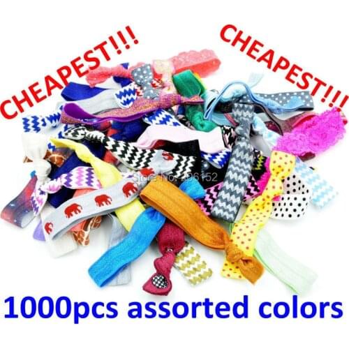 CHEAPEST Top Quality Knotted Hair Ties Free Shipping 1000pcs Mix Colors FOE Elastic Hair band Ponytail Holder Hair Accessories