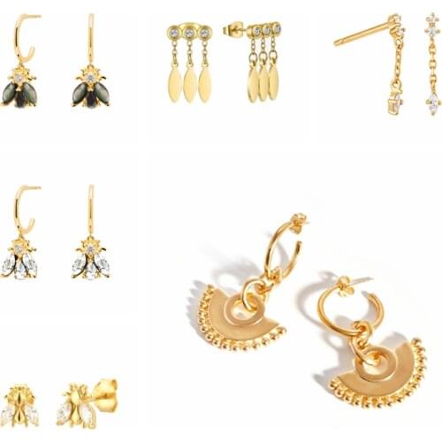 Exquisite Bee Stud Earring for Women 925 Silver Ear Needle Tiny Animals Charming Crystal Earring For Girls Birthday Gift Jewelry