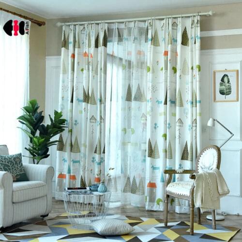 Plant Tree Animal Forest Digital Print Curtains Semi-Shading Blinds Boys Kids Nursery Bedroom Study Simple Modern Gauze WP143C