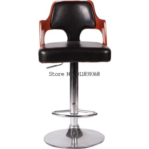 Nordic Family Bar Chair Lift Rotation Modern Simple Wooden Back Bar Chair Bar Stool High Chair Front Desk Chair Cashier