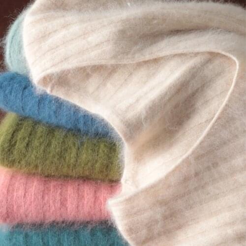 Autumn Winter 100% Mink Cashmere Jumper Womens Sweater V-Neck Knitted Pullover Female Solid Soft Warm Elasticity Slim Sweater