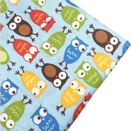 Syunss Blue Owl Print Twill Cotton Fabric DIY Handmade Sewing Patchwork Baby Cloth Bedding Textile Tecido Quilting Tilda Tissus