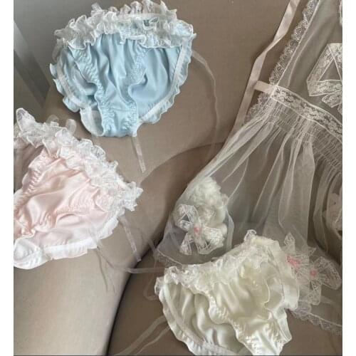 2021 New 2nd Shipping Free M L XL Lovely Cute Lolita Kawaii Princess Silky Satin Panties Underwear Brief Thong Knickers WP751