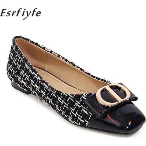 ESRFIYFE Women Pumps New Fashion Square Toe Low Heel Slip on Casual Lady Office Shoes Summer Autumn Comfortable Daily Shoes