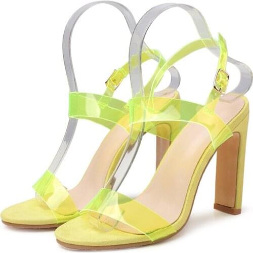 Hot Concise Women Pumps Transparent High Heels Sexy Pointed Toe Buckle Strap Wedding Party Brand Fashion Shoes For Lady PVC