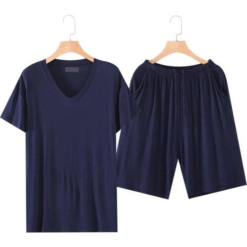 Plus Size Pajama Set Men Loungewear Summer Fitness Sports Suits Casual Loose Pajamas Suit Home Sleep Wear Mens Clothing