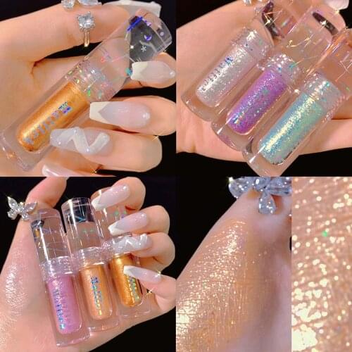 6 Colors Liquid Eyeshadow Brightening Waterproof Super Glitter Shimmer Highlighter Brighten Makeup Diamond Pearl Eyeshadow