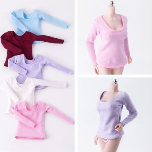 X1 1/6th Pink Long Sleeves T-Shirt Model for 12" Female Body Action Figure Doll