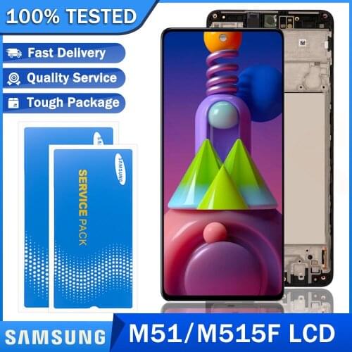 100% Original Dynamic AMOLED LCD Display Touch Screen Digitizer for Samsung Galaxy M51 M515 SM-M515F/DS Repair Parts