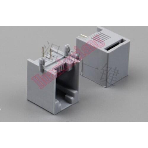 100PCS/Lot 5521 PCB RJ11 6P2C Female Jack/Socket Connector For phone 90 degree Grey Color